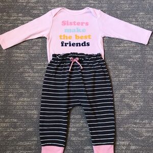 Sisters Make the Best Friends Baby Girl Outfit Size 12-18 Months
